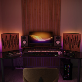 Acoustic RGB Mobile Wall Desk Stand with Bass Traps WAVE