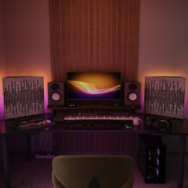 Acoustic RGB Mobile Wall Desk Stand with Bass Traps WAVE