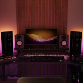 Acoustic Mobile Wall RGB Desk Stand with Panels PULSAR-mini