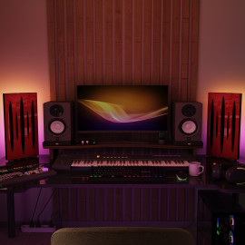 Acoustic Mobile Wall RGB Desk Stand with Panels PULSAR-mini