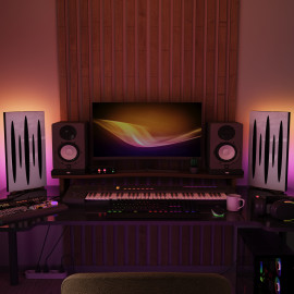 Acoustic Mobile Wall RGB Desk Stand with Panels PULSAR-mini