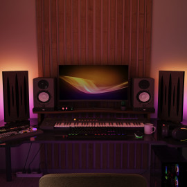 Acoustic Mobile Wall RGB Desk Stand with Panels PULSAR-mini