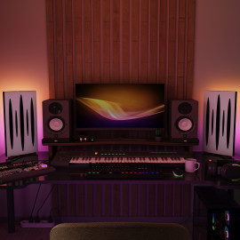 Acoustic Mobile Wall RGB Desk Stand with Panels PULSAR-mini