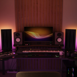 Acoustic Mobile Wall RGB Desk Stand with Panels PULSAR-mini