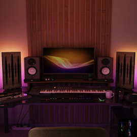 Acoustic Mobile Wall RGB Desk Stand with Panels PULSAR-mini