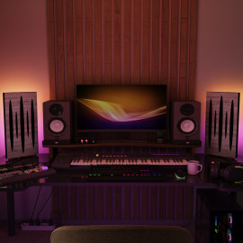 Acoustic Mobile Wall RGB Desk Stand with Panels PULSAR-mini