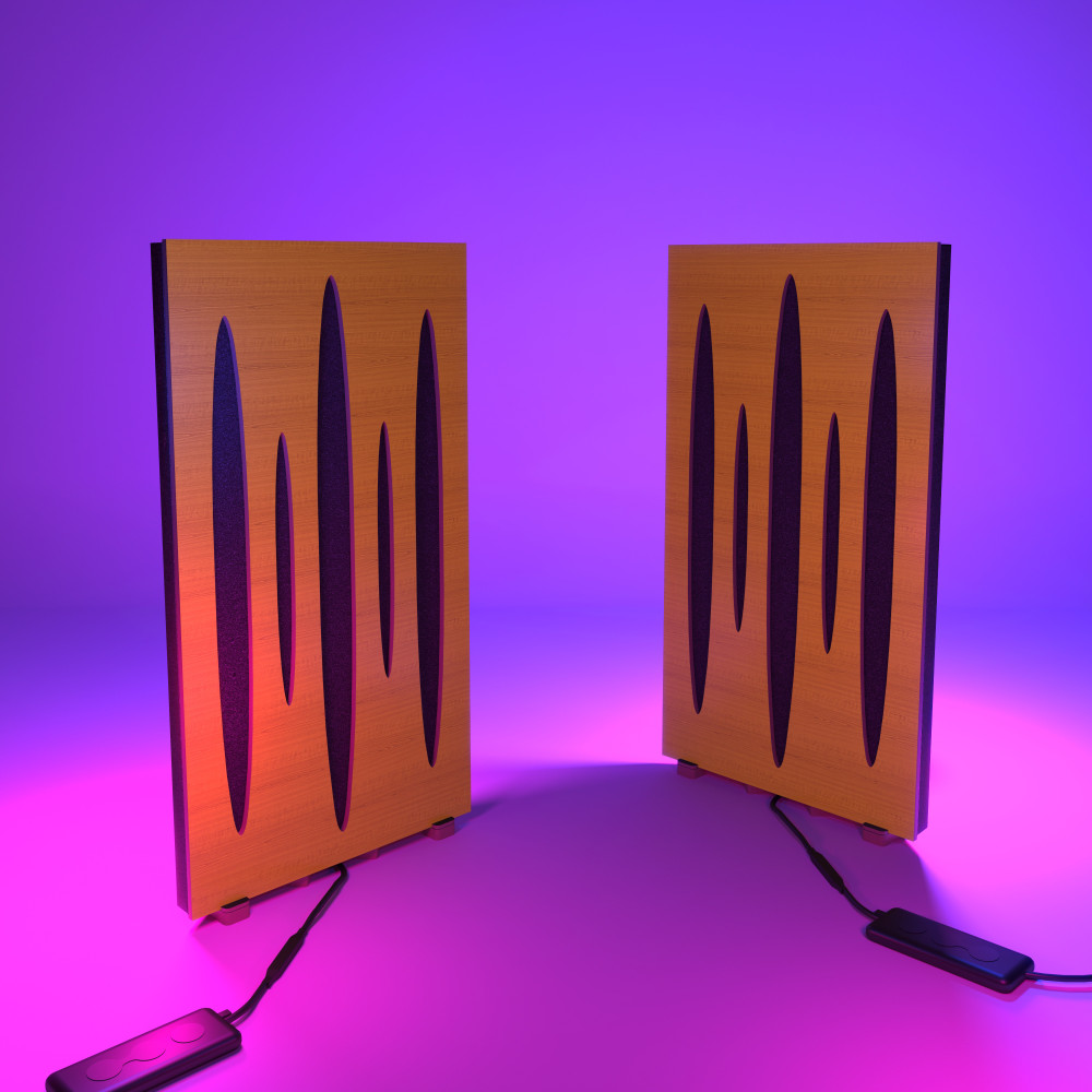 Acoustic Mobile Wall RGB Desk Stand with Panels PULSAR-mini