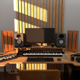 Acoustic Mobile Wall RGB Desk Stand with Panels PULSAR-mini