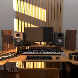 Acoustic Mobile Wall RGB Desk Stand with Panels PULSAR-mini