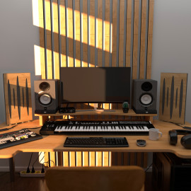 Acoustic Mobile Wall RGB Desk Stand with Panels PULSAR-mini