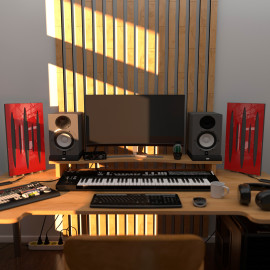 Acoustic Mobile Wall RGB Desk Stand with Panels PULSAR-mini