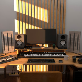 Acoustic Mobile Wall RGB Desk Stand with Panels PULSAR-mini