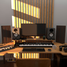 Acoustic Mobile Wall RGB Desk Stand with Panels PULSAR-mini