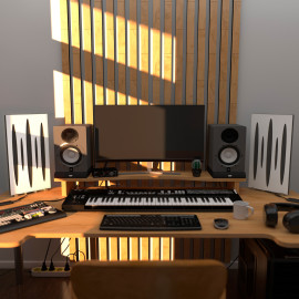 Acoustic Mobile Wall RGB Desk Stand with Panels PULSAR-mini