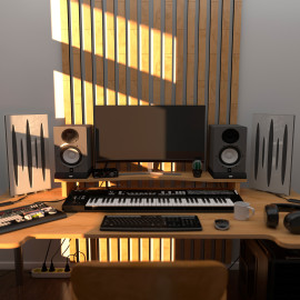 Acoustic Mobile Wall RGB Desk Stand with Panels PULSAR-mini