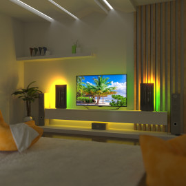 Acoustic Mobile Wall RGB Desk Stand with Panels PULSAR-mini