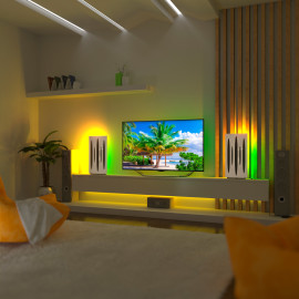 Acoustic Mobile Wall RGB Desk Stand with Panels PULSAR-mini