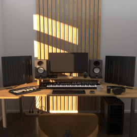 Acoustic Mobile Wall RGB Desk Stand with Panels PULSAR