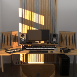 Acoustic Mobile Wall RGB Desk Stand with Panels PULSAR