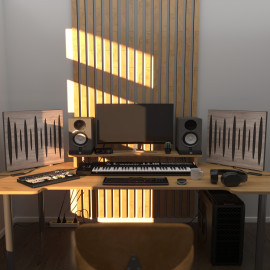 Acoustic Mobile Wall RGB Desk Stand with Panels PULSAR