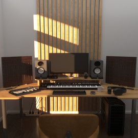 Acoustic Mobile Wall RGB Desk Stand with Panels PULSAR