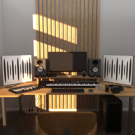 Acoustic Mobile Wall RGB Desk Stand with Panels PULSAR