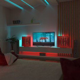 Acoustic Mobile Wall RGB Desk Stand with Panels PULSAR