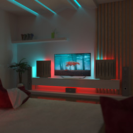 Acoustic Mobile Wall RGB Desk Stand with Panels PULSAR