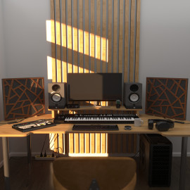 Acoustic Mobile Wall RGB Desk Stand with Panels SKYROSS