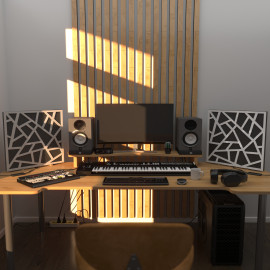 Acoustic Mobile Wall RGB Desk Stand with Panels SKYROSS