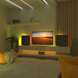 Acoustic Mobile Wall RGB Desk Stand with Panels SKYROSS