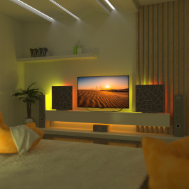 Acoustic Mobile Wall RGB Desk Stand with Panels SKYROSS