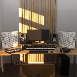 Acoustic Mobile Wall RGB Desk Stand with Panels WILDS