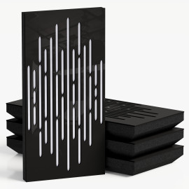 Narrow Acoustic Panel "Wave-F Fabric" Black Gloss