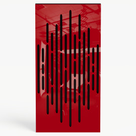 Narrow Acoustic Panel "Wave-F Fabric" Red Gloss