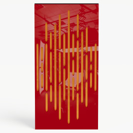Narrow Acoustic Panel "Wave-F Fabric" Red Gloss