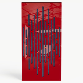 Narrow Acoustic Panel "Wave-F Fabric" Red Gloss