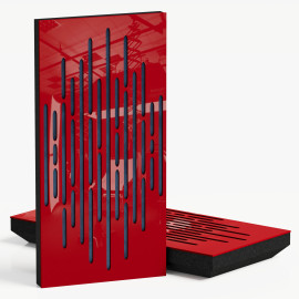 Narrow Acoustic Panel "Wave-F Fabric" Red Gloss