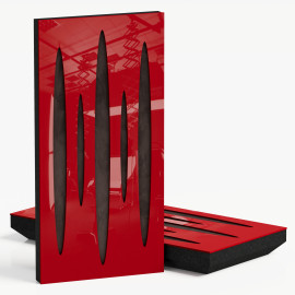 Narrow Acoustic Panel "Pulsar-F Fabric" Red Gloss