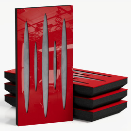 Narrow Acoustic Panel "Pulsar-F Fabric" Red Gloss